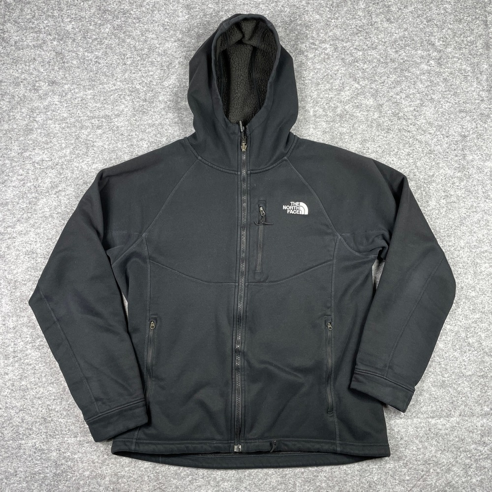 The North Face Hoodie Mens L Black Apex Bionic Sherpa Lined Softshell Jacket